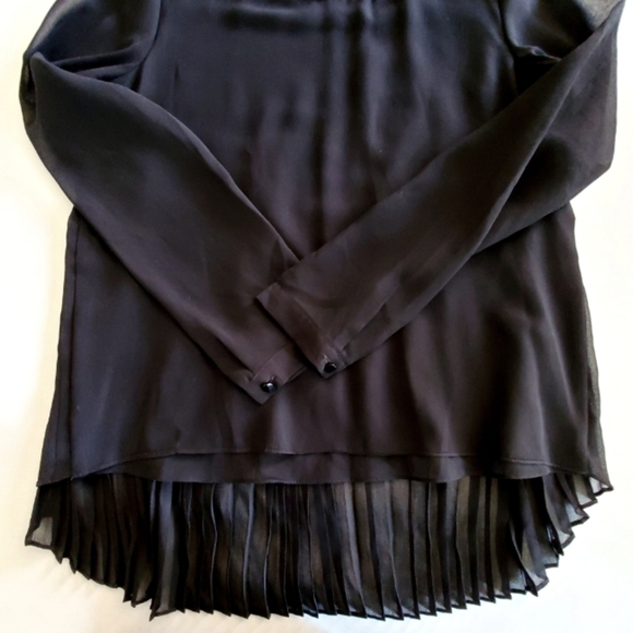 🟢1079 * Carmen Marc Valvo Accordion Pleated Blouse Black Size S - Picture 7 of 10